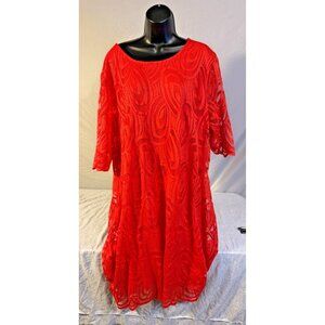 Chicwe Womens Plus Size 3X Red Lace Dress Holiday Festive Party Chiristmas